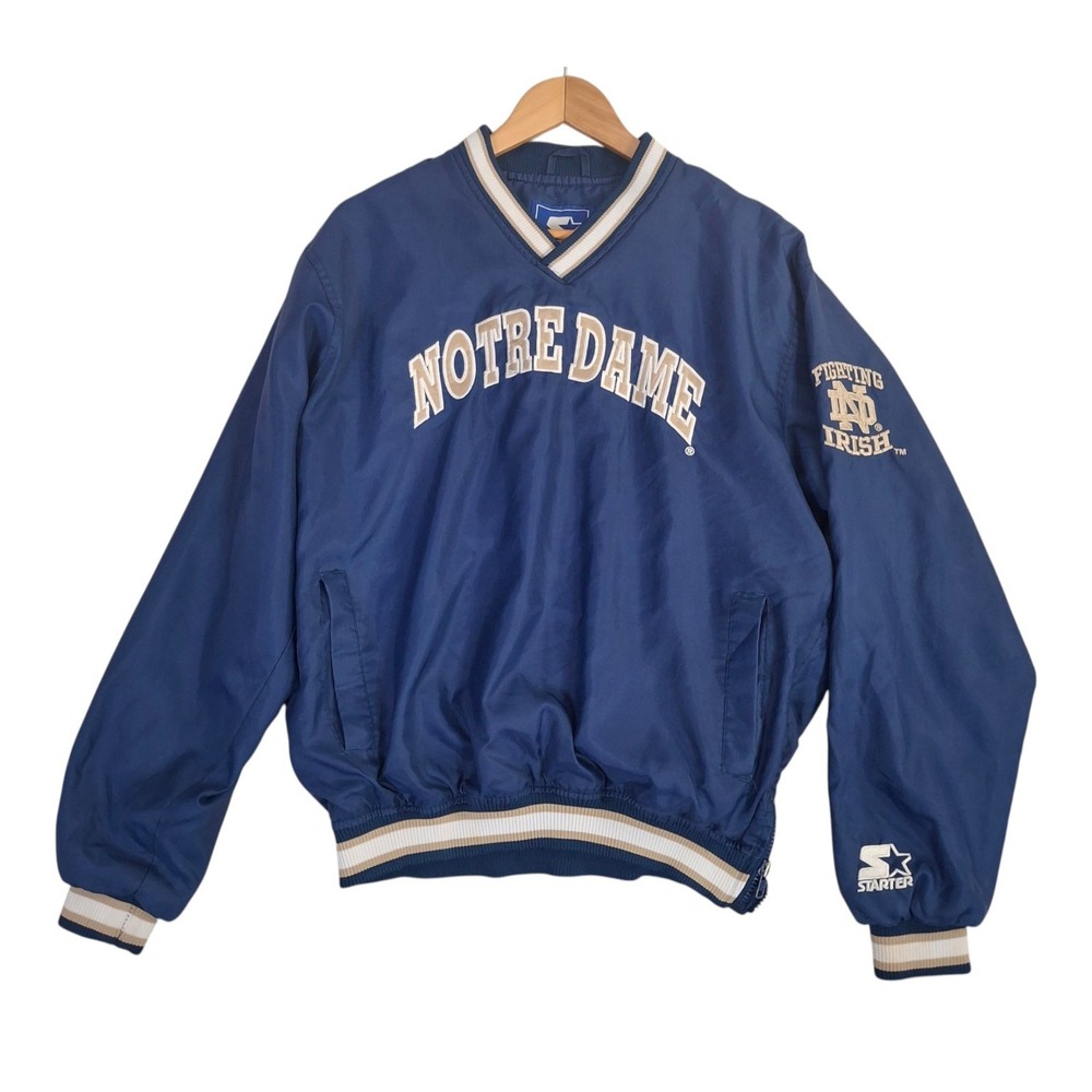 Vintage Starter Notre Dame Windbreaker Pullover Mens XL Navy Blue Fighting Irish